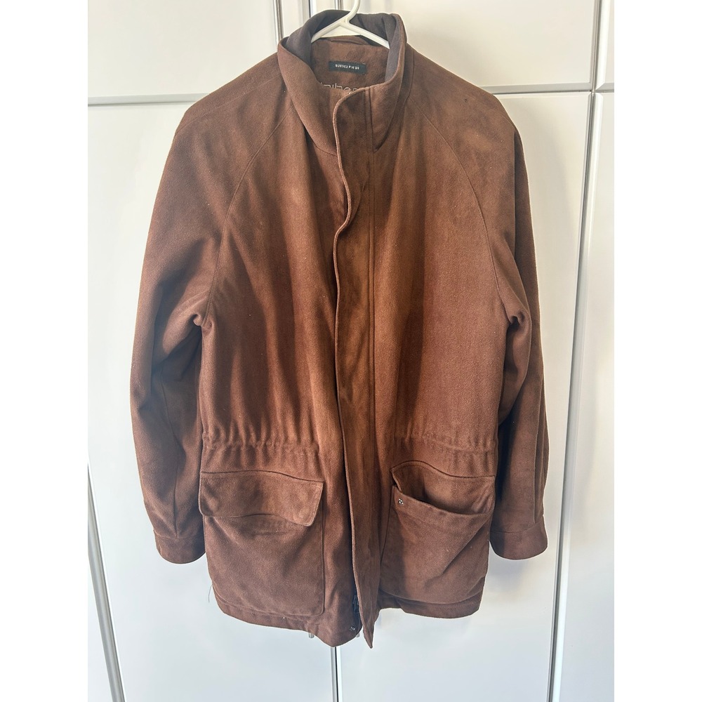 Claiborne Mens Sueded Finish Quilted‎ Lined Jacket Brown Full Zip Elastic Waist
